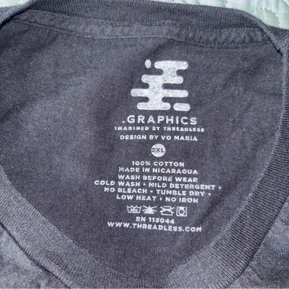 Threadless Black T-Shirt with Red and Blue 'NOPE' Neon Graphic - Picture 4 of 5